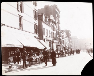 Ansicht von Straßenverkäufern, die Obst verkaufen, New York, 1898 (Silbergelatineabzug) von Byron Company